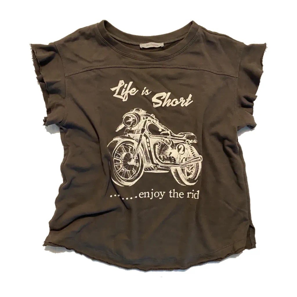 Boutique Graphic Top w/ Motorcyle, enjoy the ride